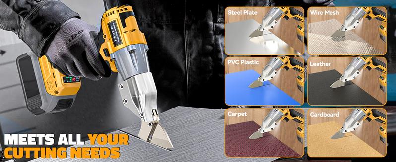Sheet Metal Cutter Compatible with Dewalt 20v, Battery Not Included, Sheet Metal Nibbler - 221 Ft-Lbs Torque Metal Shears - Cuts 18GA Material for Steel, Leather & Carpet - with 360 Degree Pivoting Head Sheet Metal Cutter Compatible with Dewalt 20v, Battery Not Included, Sheet Metal Nibbler - 221 Ft-Lbs Torque Metal Shears - Cuts 18GA Material for Steel, Leather & Carpet - with 360 Degree Pivoting Head