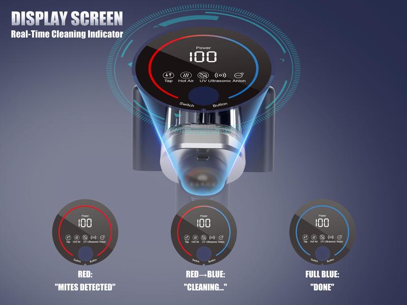 Teant Mattress Vacuum Cleaner for Dust Mites Removal, Bed Vacuum with UV-C Light & 149℉ Hot Air & Aroma Tablet & LED Display, Hyper Helix Motor&16Kpa Powerful Suction Double-Cup Handheld Vacuum Cleaner With HEPA Filter for Bed Couch Sofa