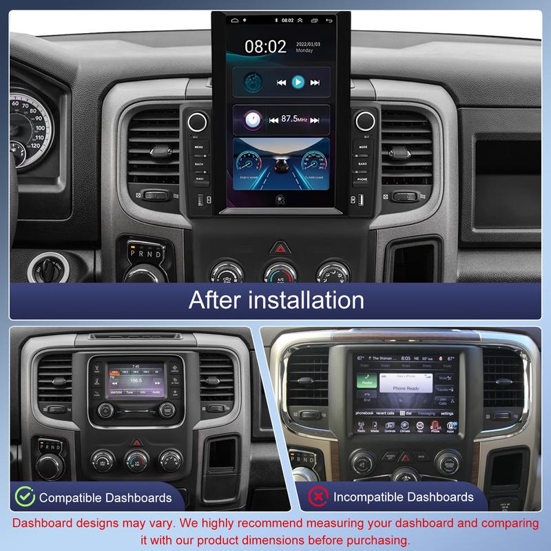 9.7"  Car Touch Radio for Dodge RAM 2013&ndash;2018 &ndash; with Wireless CarPlay screen /Android Auto + 12LED Backup Camera，with GPS, Bluetooth, DSP, FM Stereo