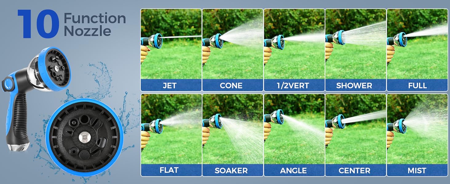 Retractable Hose Reel, Garden Hose Reel with 10-Function Sprayer Nozzle, Length Lock, Auto Rewind, 180&deg; Swivel, (5/8" x 82ft)/(1/2" x 100ft)/(1/2" x 125ft), for Yard Cleaning Plant Watering Lawncare