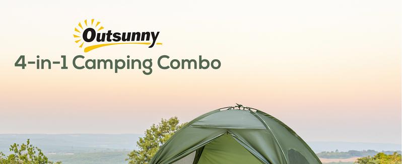 Outsunny 1/2 Person Foldable Camping Cot with Tent, Bedspread, Thick Air Mattress, 4-In-1 Elevated Camping Bed for Outdoor Hiking, Picnic, Travel Outsunny 1/2 Person Foldable Camping Cot with Tent, Bedspread, Thick Air Mattress, 4-In-1 Elevated Camping Bed for Outdoor Hiking, Picnic, Travel