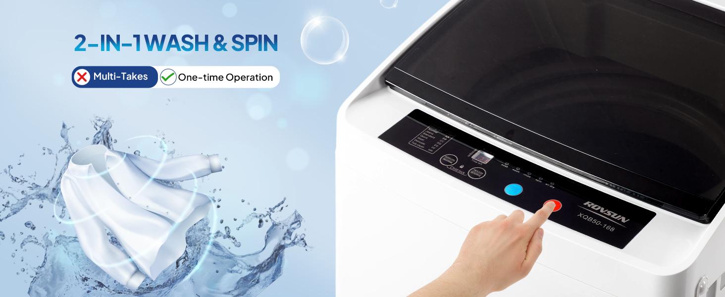 ROVSUN 17.8/25LBS Portable Washing Machine, Full-Automatic Electric Laundry Machine with Stainless Steel Drum, 110V Compact Washer, Washer and Dryer Combo with Drain Pump for Apartment, Dorms, RV, 400W