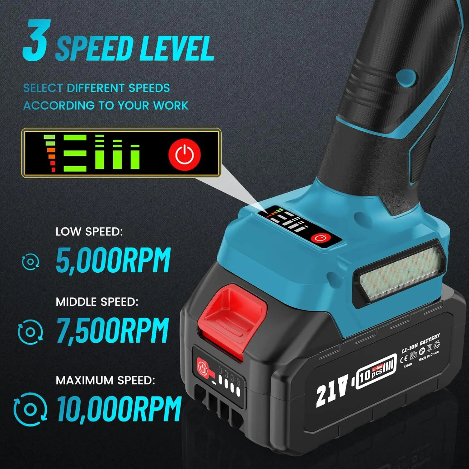 Kit de amoladora angular inalámbrica con 2 baterías de 4.0 Ah, amoladora eléctrica para metal sin escobillas de 10000 RPM, incluye disco de corte de 4-1/2", disco de láminas y disco de lana para corte y desbaste de precisión.