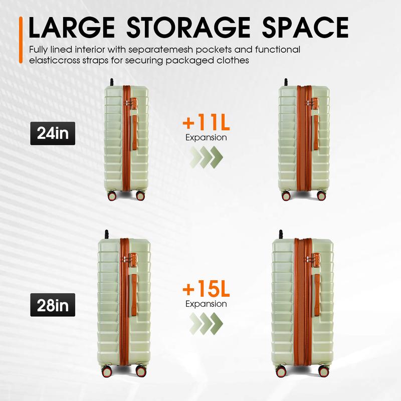 UUH luggage sets(3pcs/4pcs/6pcs/7pcs/8pcs/9pcs) with TSA Locks - suitcase for travel, Hardshell Luggage TSA Lock Spinner Wheels Hardshell Lightweight