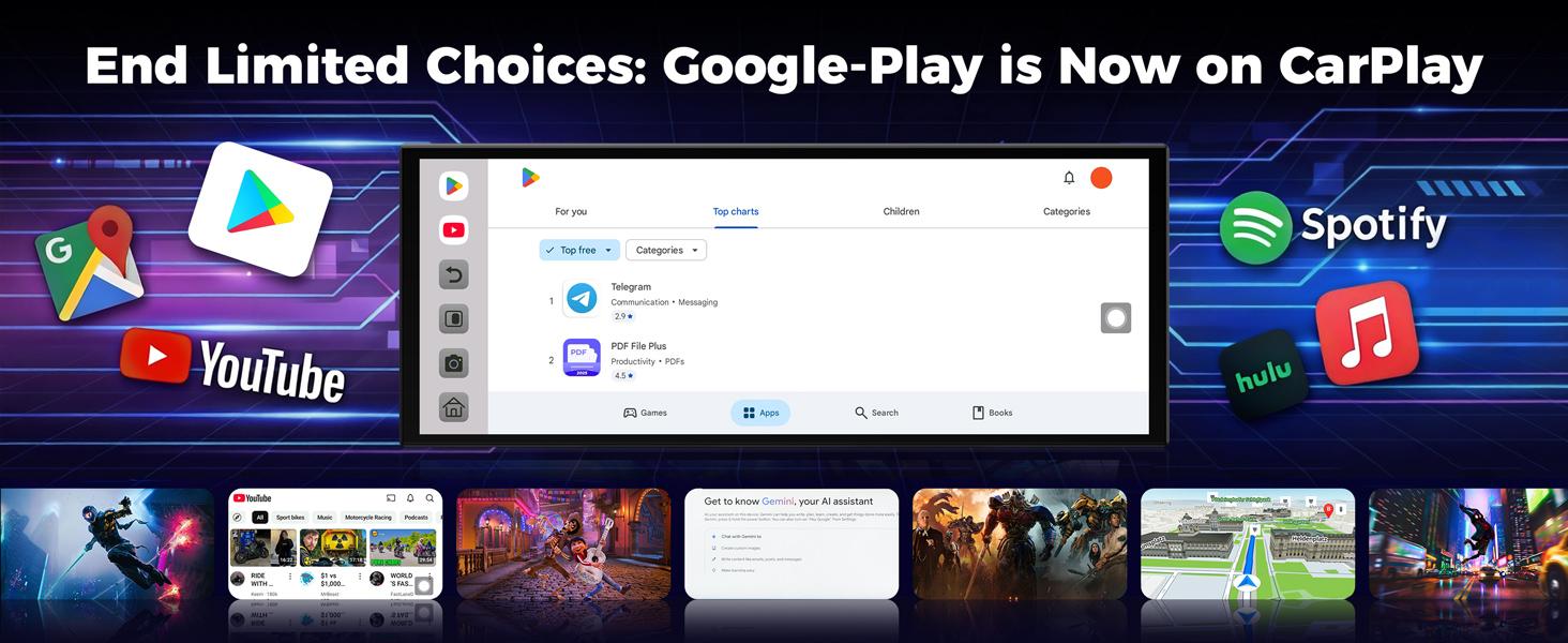LAMTTO 11" AI Car Screen: Gemini+Offline GPS+Apps | Not Just CarPlay - Open Android 15 4GB+64G