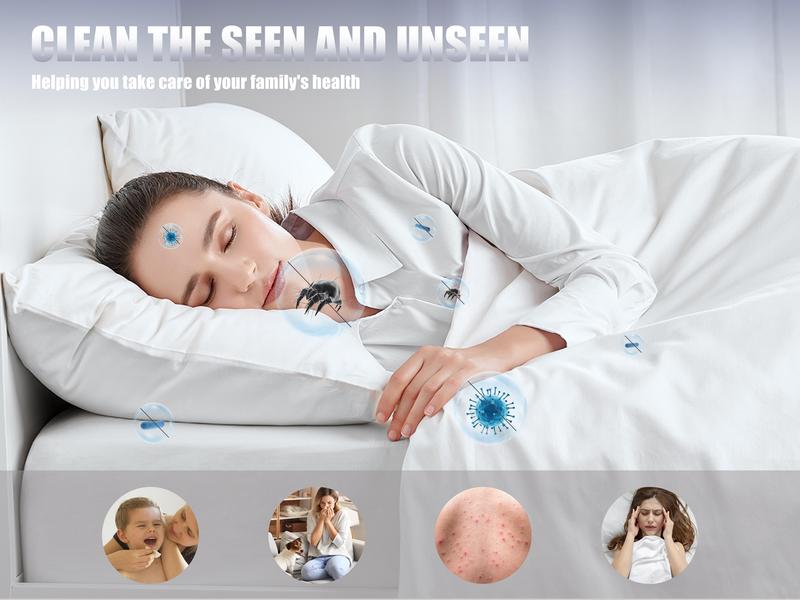Teant Mattress Vacuum Cleaner for Dust Mites Removal, Bed Vacuum with UV-C Light & 149℉ Hot Air & Aroma Tablet & LED Display, Hyper Helix Motor&16Kpa Powerful Suction Double-Cup Handheld Vacuum Cleaner With HEPA Filter for Bed Couch Sofa