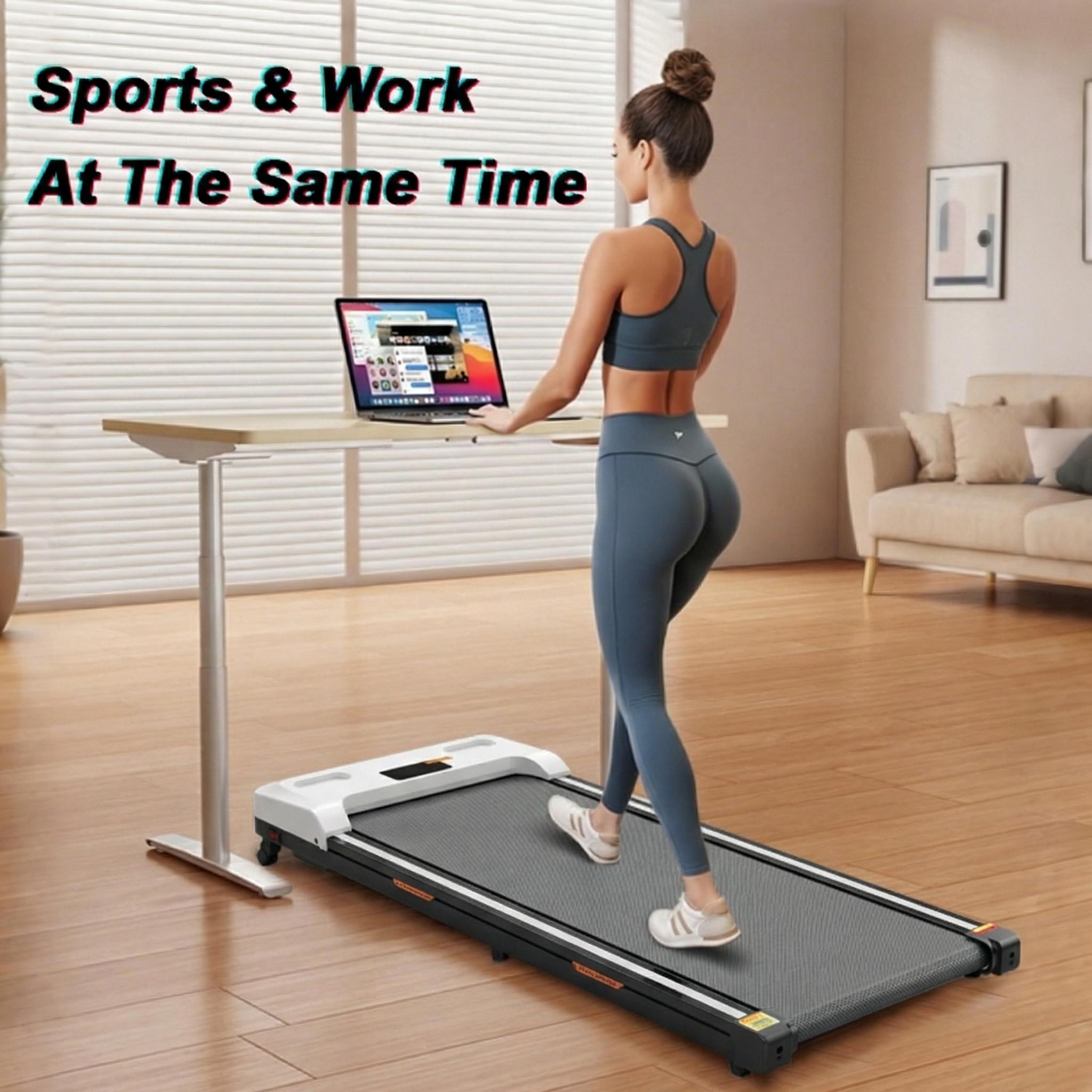 【Adjustable Incline】TKW Treadmill, Low-Noise Motor Walking Pad, 300lbs Weight Capacity, Remote Control & Wheels for Easy mobility, Dual Shock-Absorption System，Compact Walking Pad for Home & Office Use