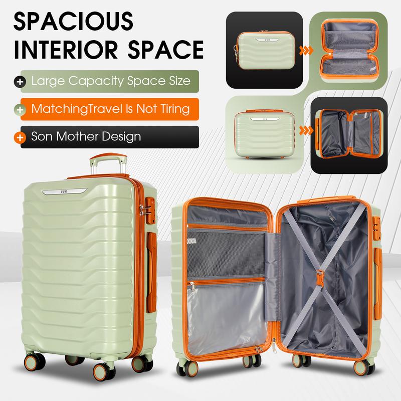 UUH luggage sets(3pcs/4pcs/6pcs/7pcs/8pcs/9pcs) with TSA Locks - suitcase for travel, Hardshell Luggage TSA Lock Spinner Wheels Hardshell Lightweight