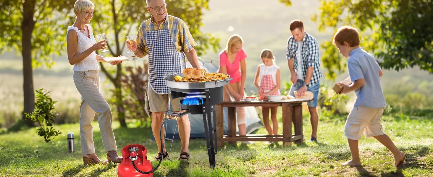 ROVSUN 23" Concave Comal Set with 80,000BTU Propane Stove, Stainless Steel Discada Disc Cooker with Burner Stand for Backyard & Outdoor Cooking, Taco Para Cocinar Carnitas Tortillas Stir Fry Wok SpringStatements