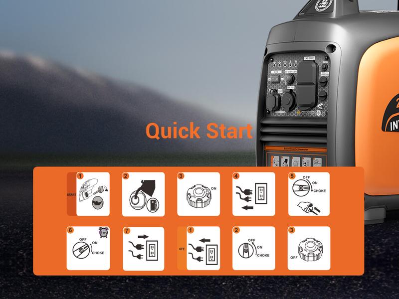 (Ships Within 24H) Efurden Portable Inverter Generator 2500W Gas Powered, Long Runtime Gas Generators for Home Use, Camping, Super Quiet Emergency Home Backup, with CO Sensor, EPA Compliant