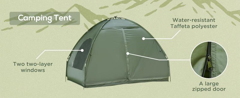 Outsunny 1/2 Person Foldable Camping Cot with Tent, Bedspread, Thick Air Mattress, 4-In-1 Elevated Camping Bed for Outdoor Hiking, Picnic, Travel Outsunny 1/2 Person Foldable Camping Cot with Tent, Bedspread, Thick Air Mattress, 4-In-1 Elevated Camping Bed for Outdoor Hiking, Picnic, Travel