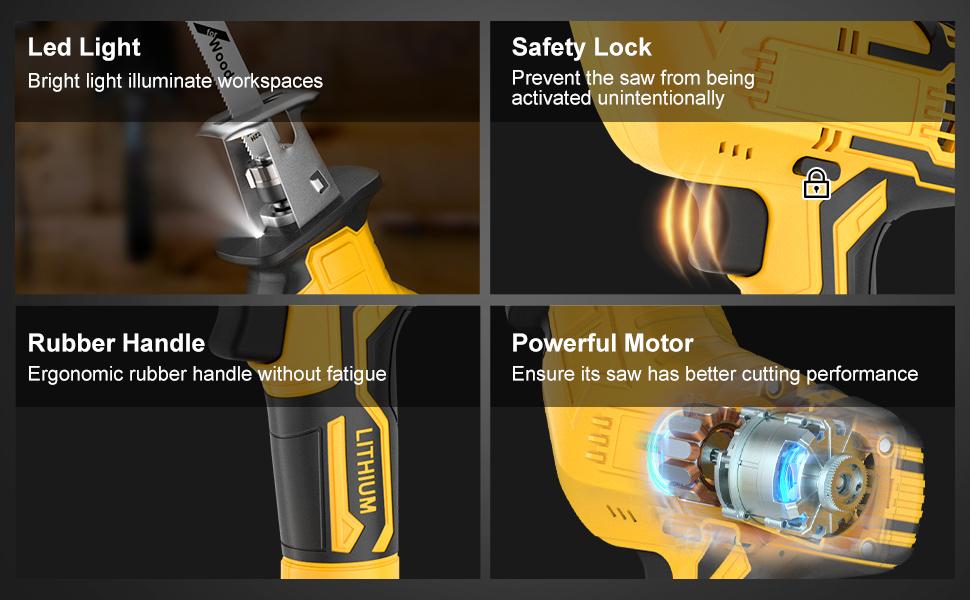 Reciprocating Saw One Handed Recip Kit for DeWalt 20V MAX Battery, 3 Variable Speed, Brushless Tool-Free Blade Change, 4 Saw Blades for Metal Wood PVC Cutting Reciprocating Saw One Handed Recip Kit for DeWalt 20V MAX Battery, 3 Variable Speed, Brushless Tool-Free Blade Change, 4 Saw Blades for Metal Wood PVC Cutting