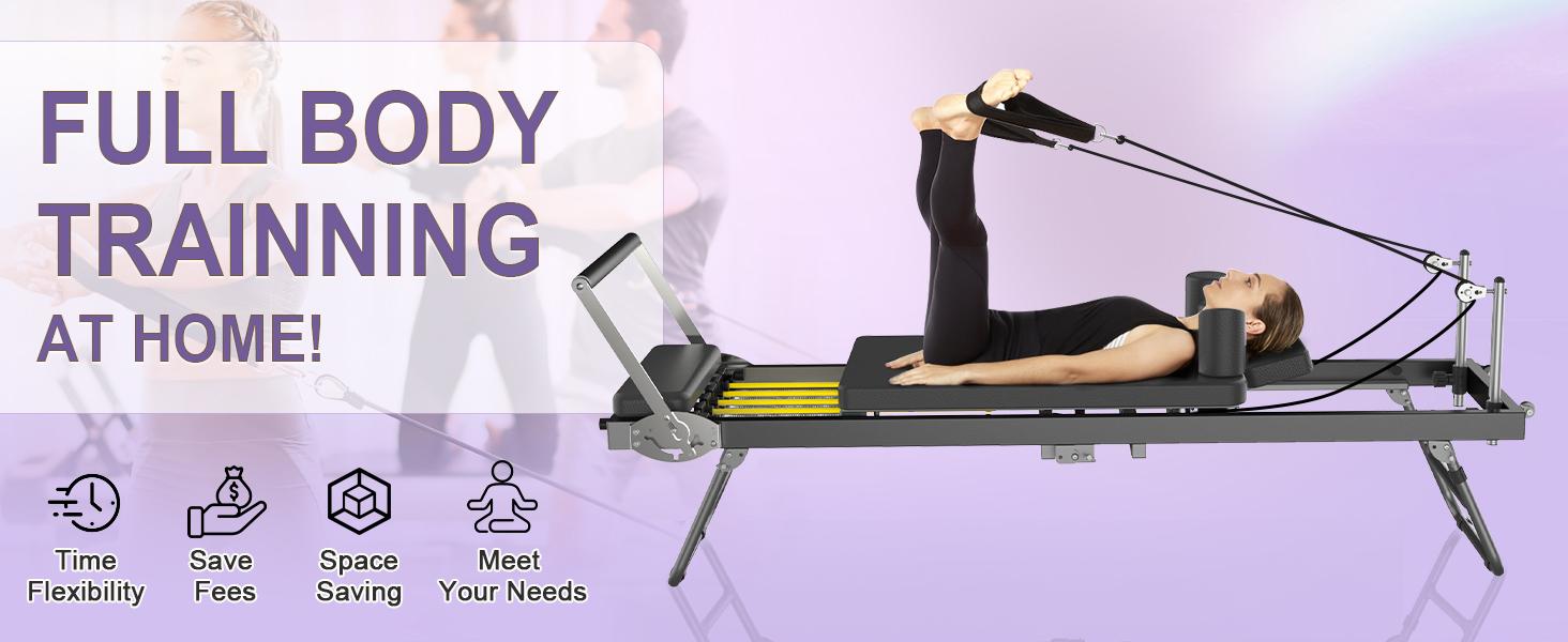 Pilates Reformer, Foldable Reformer Pilates Machine, Pilates Equipment for Home Women Use Gym Workout & Advanced and Beginners Users Pilates Reformer, Foldable Reformer Pilates Machine, Pilates Equipment for Home Women Use Gym Workout & Advanced and Beginners Users