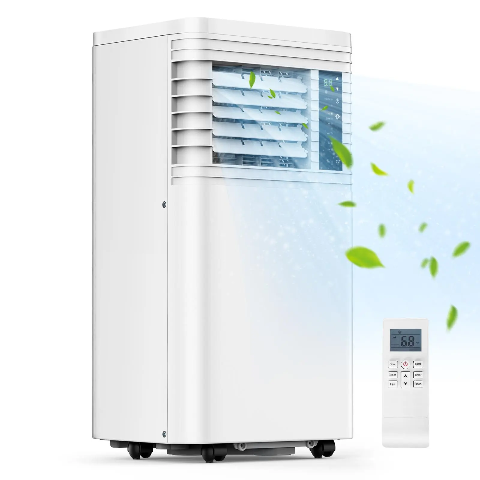 Acondicionador de aire portátil de 8000 BTU: enfría hasta 350 pies cuadrados, 4 modos, con control remoto, pantalla LED, temporizador de 24 horas y kit de instalación para el hogar, la oficina o dormitorios (Blanco)