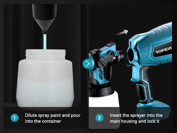 YOFIDRA Cordless Paint Sprayer 1000ml with 21V 2x3.0Ah Batteries for Furniture & House Painting Lightweight Design & Easy Storage tools Rechargeable YOFIDRA Cordless Paint Sprayer 1000ml with 21V 2x3.0Ah Batteries for Furniture & House Painting Lightweight Design & Easy Storage tools Rechargeable