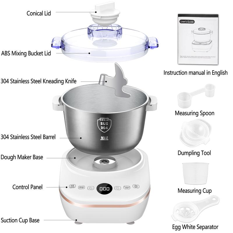 AIZIYO DoughChief 7Qt Electric Dough Mixer with Ferment Function, Dough Maker with 304 Stainless Steel Bowl, Microcomputer Control, Face-up Touch Panel, Easy To Clean for Bread & Pizza