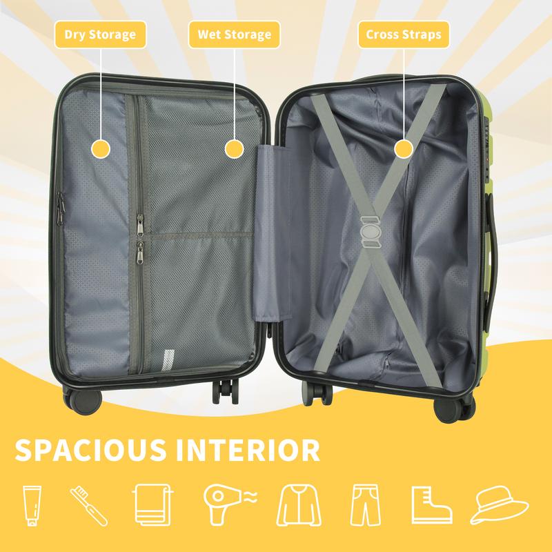UUH luggage sets(3pcs/4pcs/6pcs/7pcs/8pcs/9pcs) with TSA Locks - suitcase for travel, Hardshell Luggage TSA Lock Spinner Wheels Hardshell Lightweight