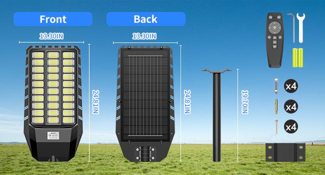 DEEPN Solar Street Light 750 LEDs IP66 Waterproof Outdoor LED Lamp with Motion Sensor & Remote Dusk to Dawn Yard Garden Lighting
