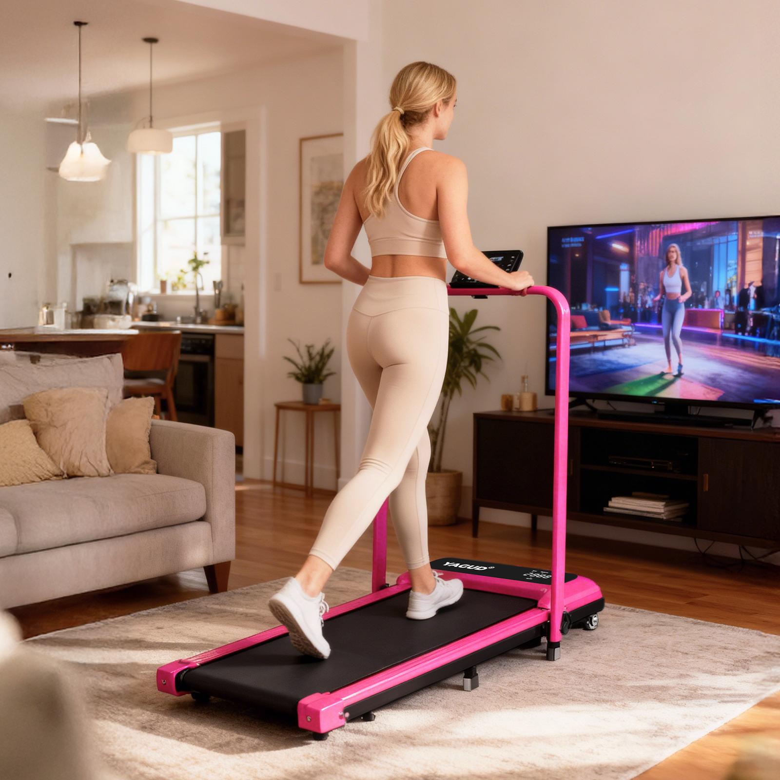 【New Arrival】YAGUD Electric Folding Treadmill with Handrail, Low-Noise Motor – 265lbs Weight Capacity Spacious Belt Walking Pad, Dual Shock Absorption, Remote Control & Wheels for Easy Moving – Includes Free Resistance Bands and Remote 【New Arrival】YAGUD Electric Folding Treadmill with Handrail, Low-Noise Motor – 265lbs Weight Capacity Spacious Belt Walking Pad, Dual Shock Absorption, Remote Control & Wheels for Easy Moving – Includes Free Resistance Bands and Remote