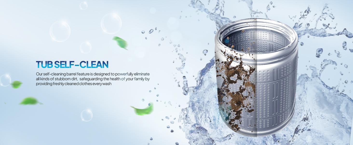 ROVSUN 17.8/25LBS Portable Washing Machine, Full-Automatic Electric Laundry Machine with Stainless Steel Drum, 110V Compact Washer, Washer and Dryer Combo with Drain Pump for Apartment, Dorms, RV, 400W