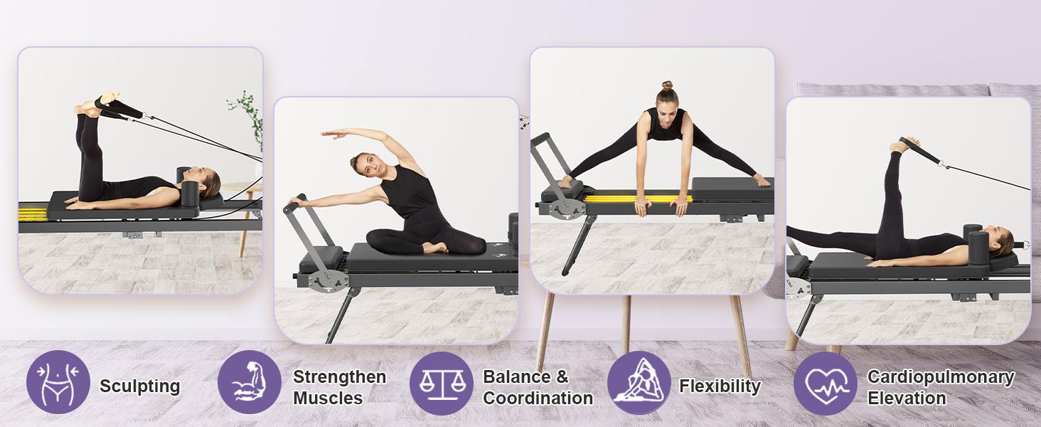 Pilates Reformer, Foldable Reformer Pilates Machine, Pilates Equipment for Home Women Use Gym Workout & Advanced and Beginners Users Pilates Reformer, Foldable Reformer Pilates Machine, Pilates Equipment for Home Women Use Gym Workout & Advanced and Beginners Users