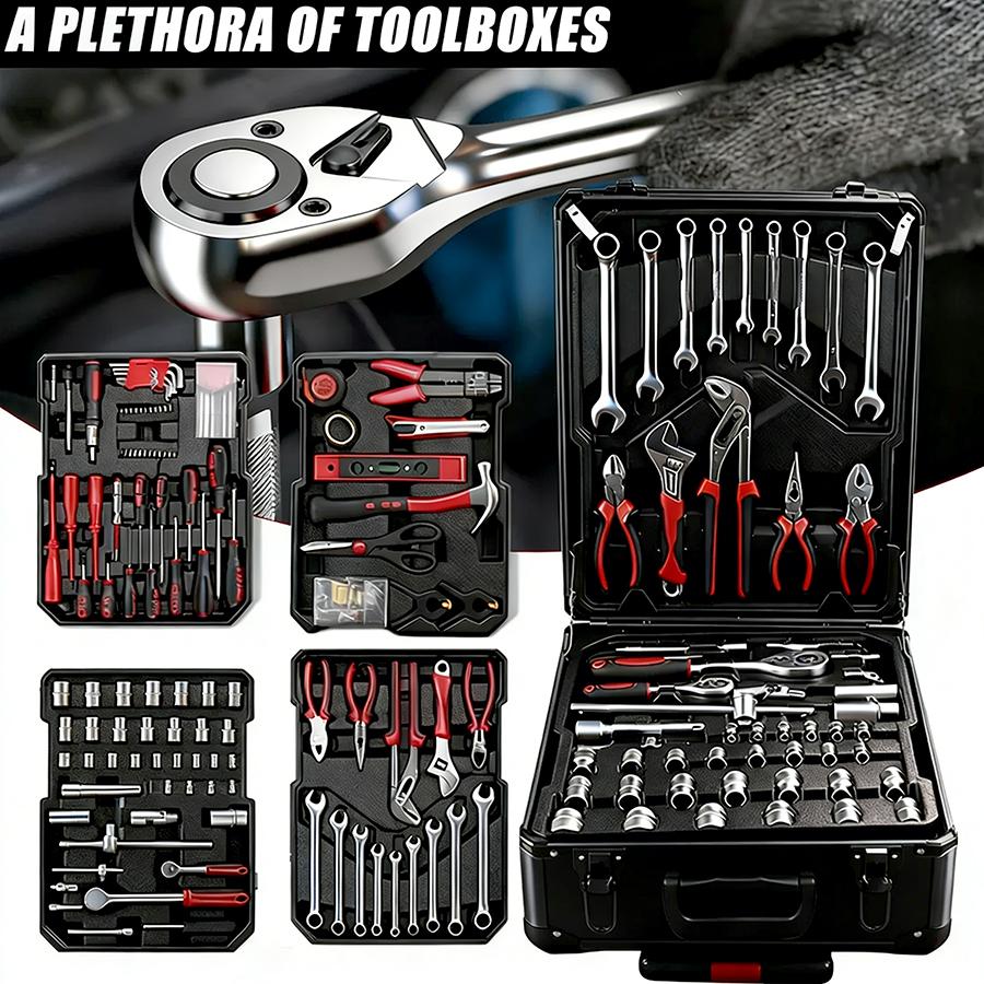 899PCS Tool Set,Large Capacity Metal Hand Toolbox,Rolling Toolbox,Aluminum 4-Drawer Mobile Tool Box,Mechanic & Household Repair Tool Set,Father's Day Gift for Dad
