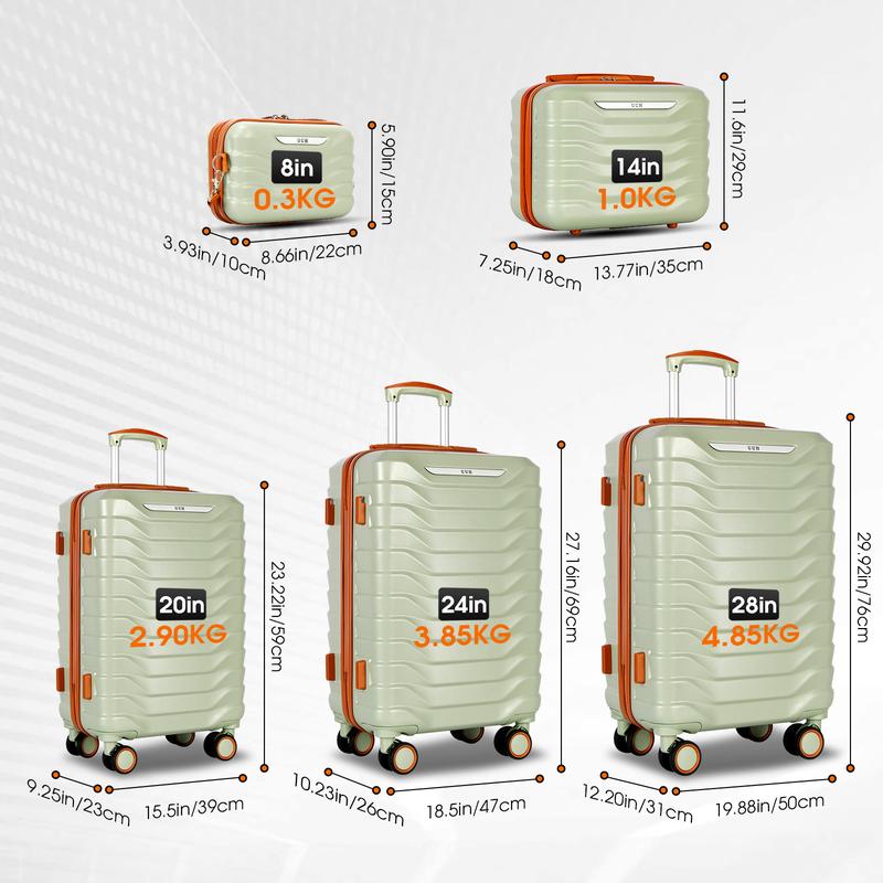 UUH luggage sets(3pcs/4pcs/6pcs/7pcs/8pcs/9pcs) with TSA Locks - suitcase for travel, Hardshell Luggage TSA Lock Spinner Wheels Hardshell Lightweight