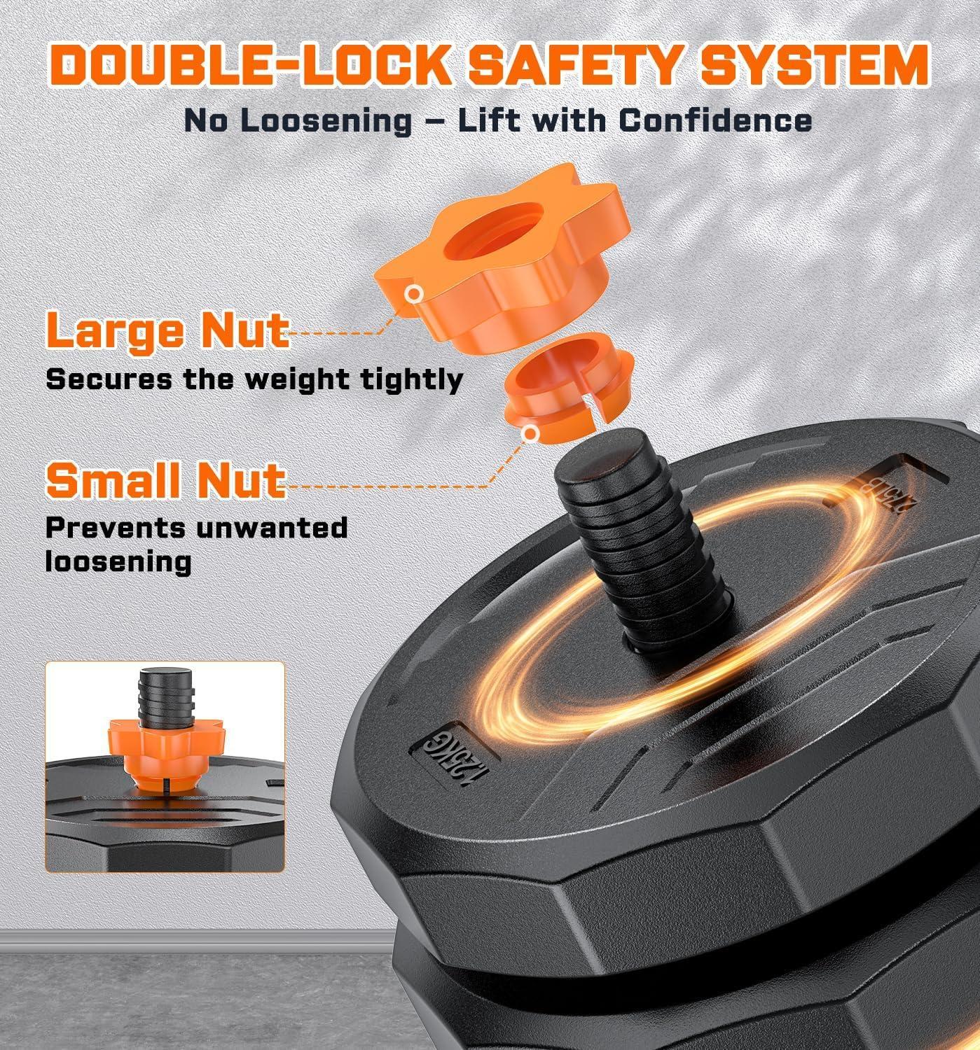 Adjustable Dumbbell Set, 44/66/88 lbs Weight Set Use as Dumbbell, Barbell, Kettlebell and Push-up Pesas Para Ejercicios en Casa, Christmas gift idea Msulti-functional Fitness Exercise Equipment for Home Gym，