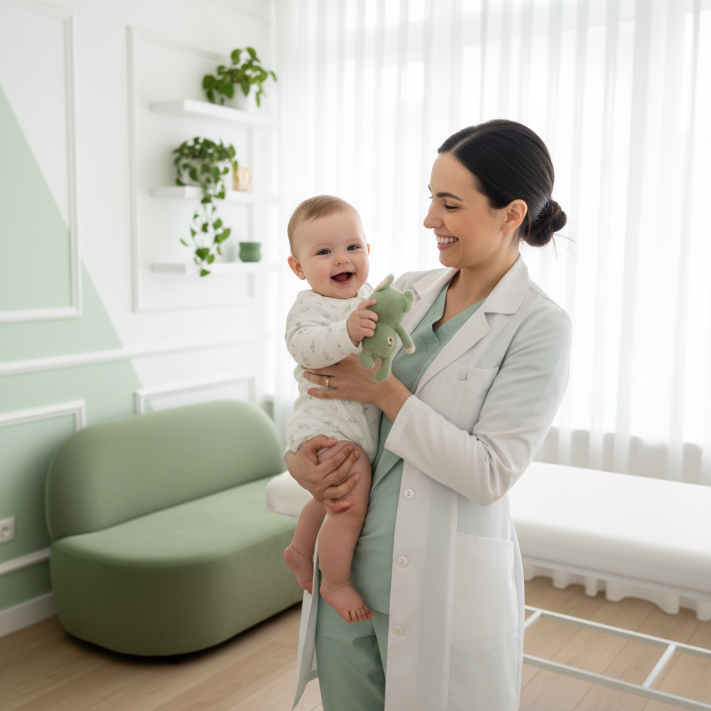 Pediatra con bambino