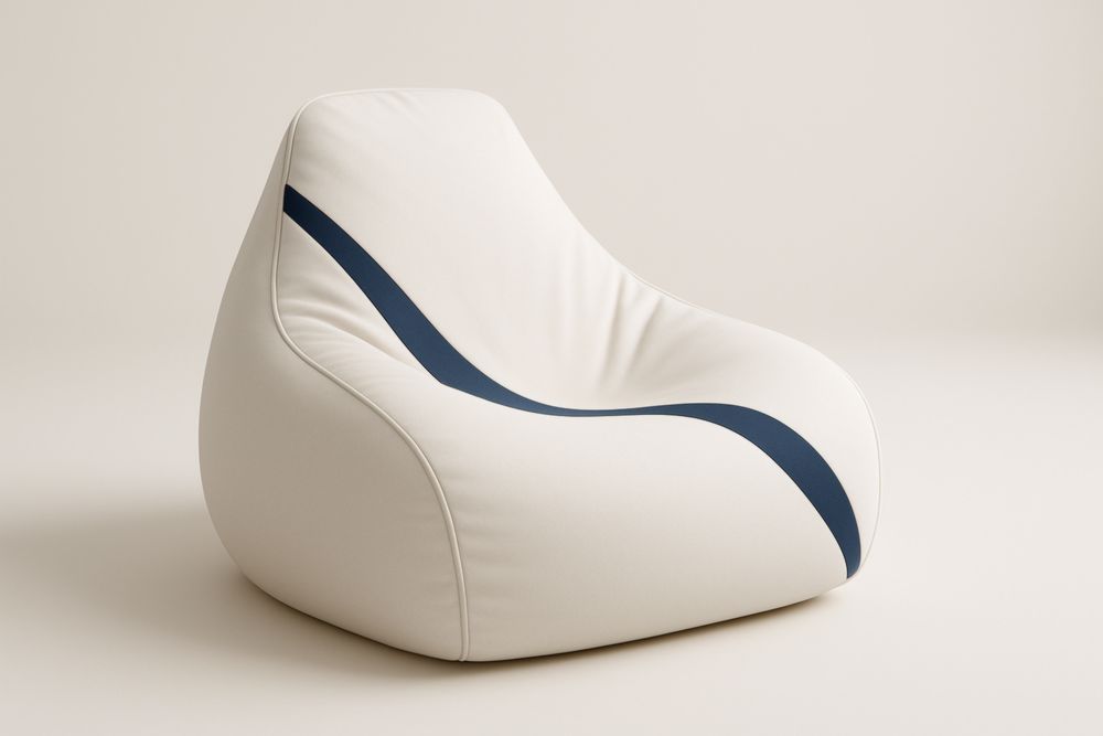 Poltrona sacco in tessuto bianco e blu