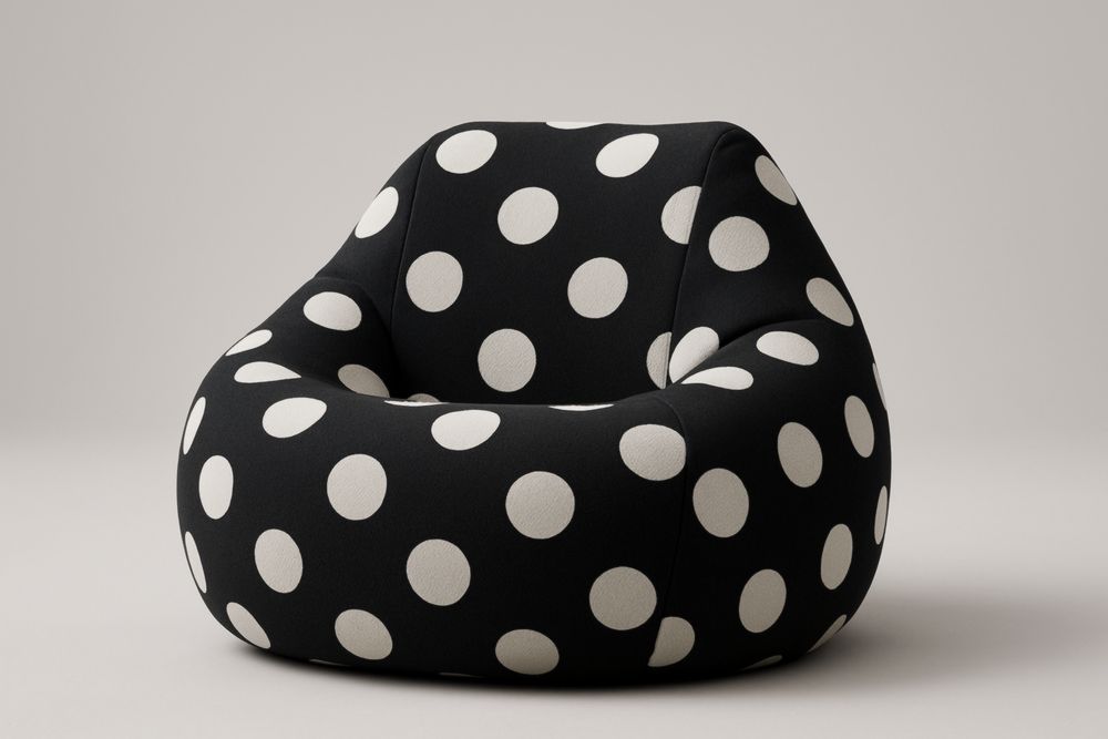 Poltrona sacco in poliestere a pois Nero e Bianco dimensioni