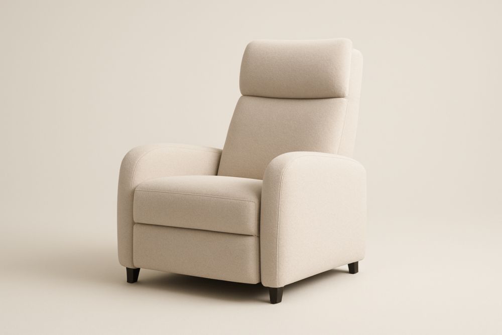 Poltrona reclinabile in tessuto di poliestere beige