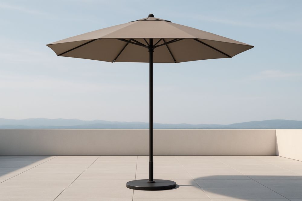 Ombrellone da Esterno Tondo in Alluminio e Poliestere Marrone