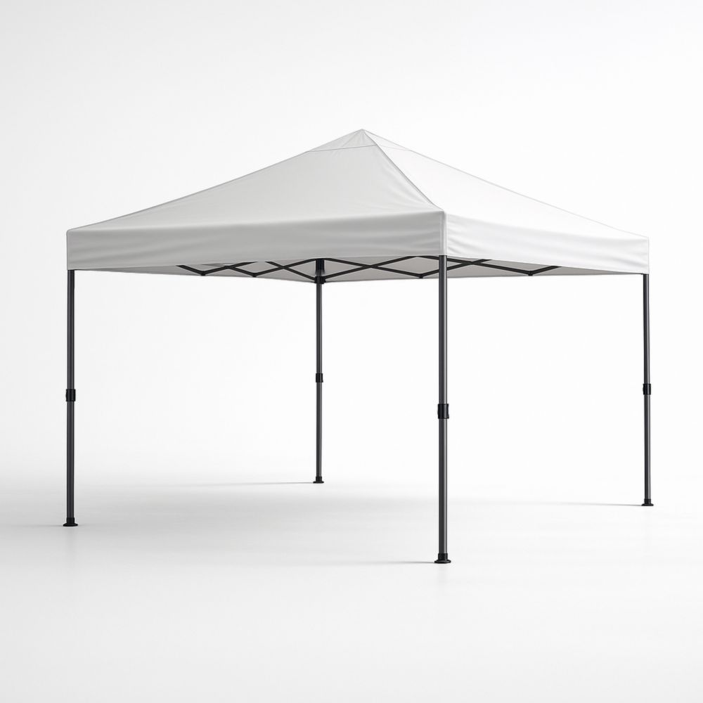Tenda pieghevole 3×3 m in acciaio con tessuto in poliestere bianco