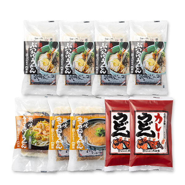 香川うどん本陣山田家冷凍讃岐うどん 4種の味の詰合せ(個包装)讃岐ぶっかけうどん×4、カレーうどん・きつねうどん×各2、かきあげうどん×1【NN】