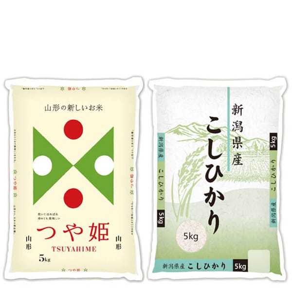 【令和7年産】【精米】大和産業 新米食べ比べセット(C)(山形県産つや姫 5kg・新潟県産コシヒカリ 5kg)【お買い得セール12月】【CB】