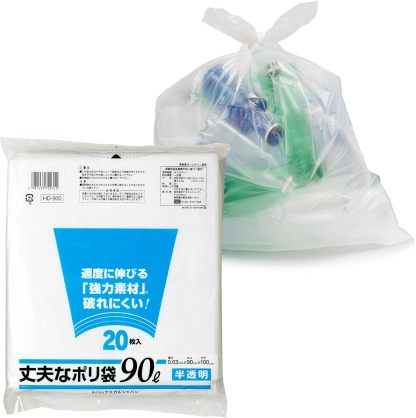 Chemical Japan HD-700 Garbage Bags, Thick and Durable, 2.6 gal (70 L), 60 Sheets (30 Sheets x 2 Sets), Translucent, Shakashaka Type, Width 31.5 inches (80 cm), Height 35.4 inches (90 cm), Thickness