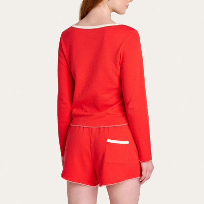 Red pajama shorts set