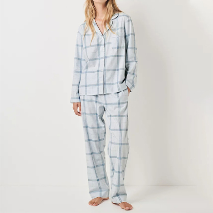 Brushed Cotton Sparkle Checked Pajama Set