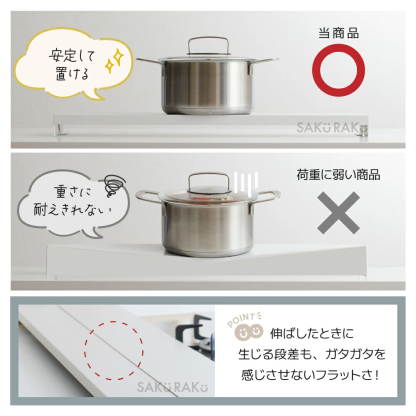 ＼半額クーポン！先着300名！3/4限定 ／累計販売数100000台突破【sakuraku 排気口カバー 奥行伸縮】＼奥行伸縮 排気口カバーのパイオニア／ 60cm 75cm フラット ラック型 ＼熱い・重いお鍋が置ける／【特許取得済】