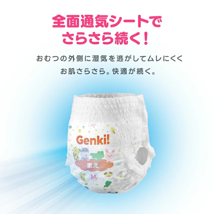 ＼レビューキャンペーン実施中／【3個】 オムツ M 150枚 L 126枚 ビッグ 108枚 ビッグより大きい 72枚 パンツ ふわもちタッチ 肌に優しい 横モレ 最長12h あんしんGenki！ アイリスオーヤマ さらさら おむつ 紙おむつ Genki *［2602SS］
