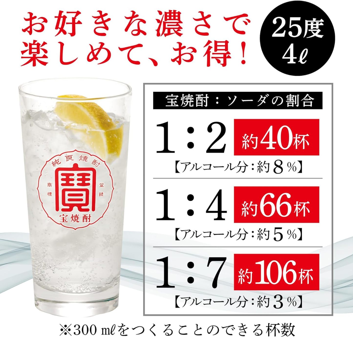 宝酒造 宝焼酎 25度 エコペット 4000ml 4L×1ケース/4本 宝 焼酎
