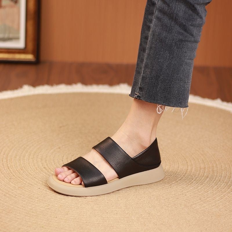 Wearscomfy New Thick Sole Women's Stylish Genuine Leather Sandals