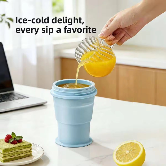 Ice-making and water-drinking 2-in-1 ice hockey mold folding water cup