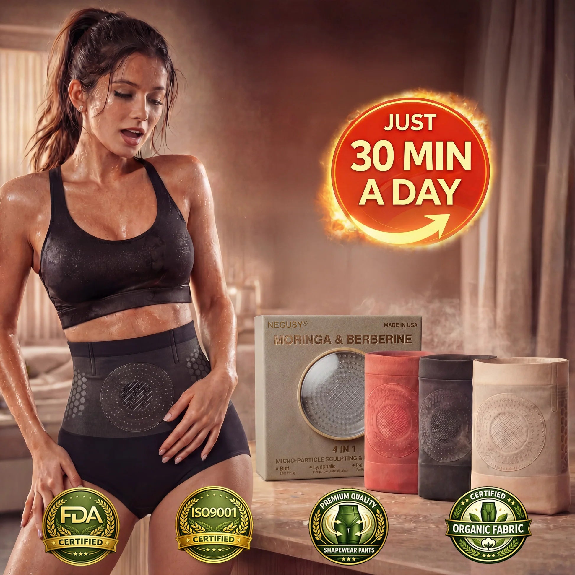 50% OFF🔥 LAST DAY SALE! Moringa & Berberine 4-In-1 Micro-Particle Sculpting & Fat-BurnShorts