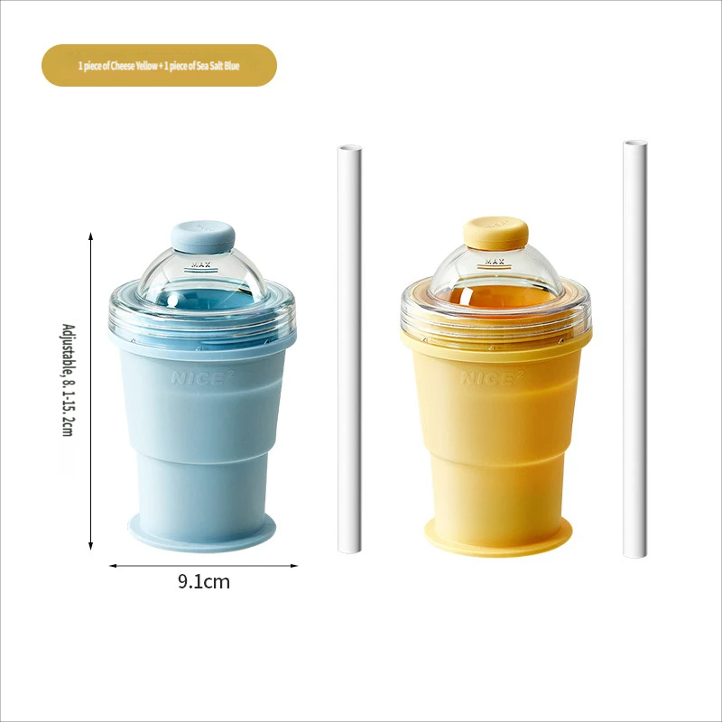 Ice-making and water-drinking 2-in-1 ice hockey mold folding water cup