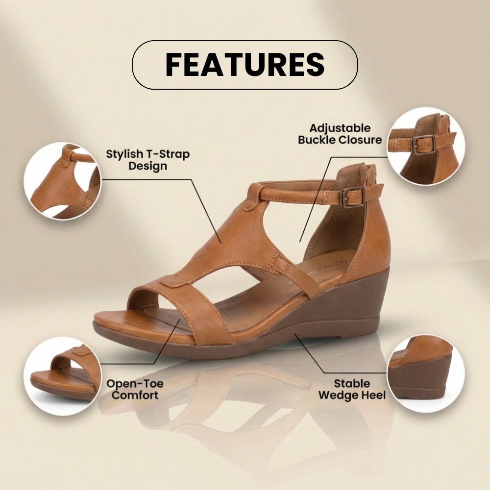 Orthopedic Leather Gladiator Sandals - Ankle Buckle T-Strap