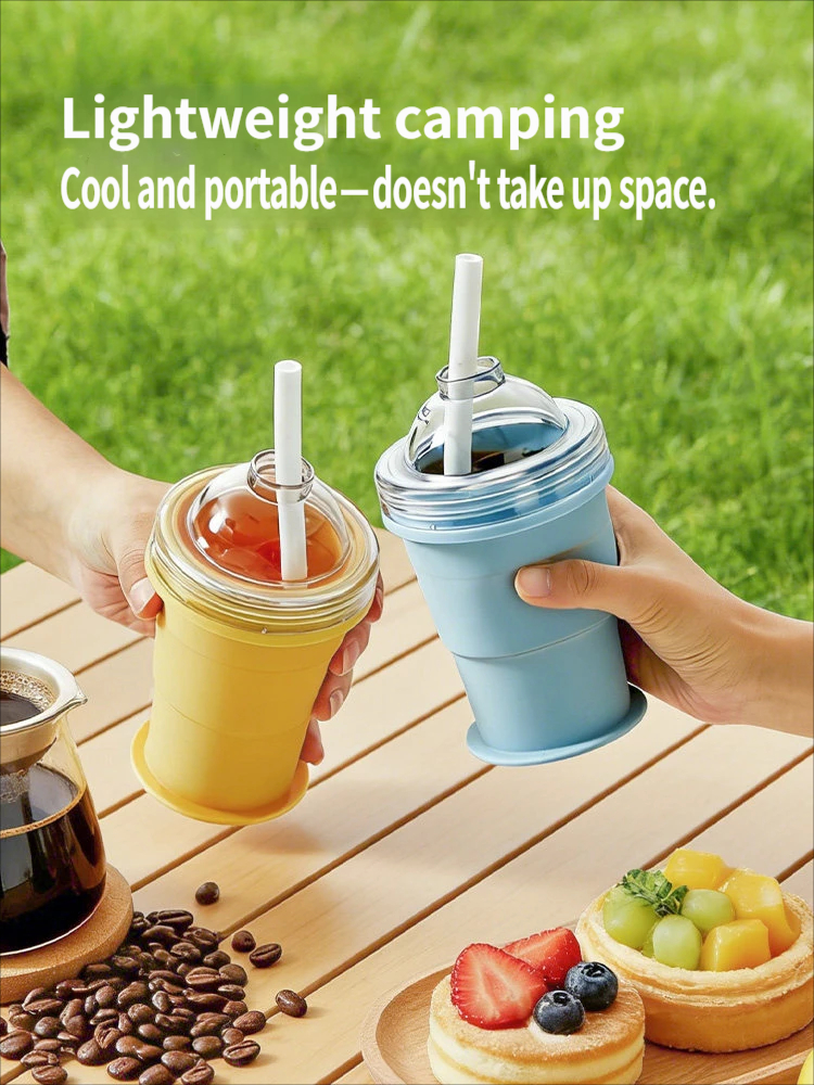 Ice-making and water-drinking 2-in-1 ice hockey mold folding water cup