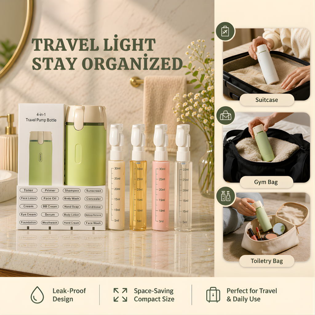 4-in-1 Travel Dispenser Bottle
