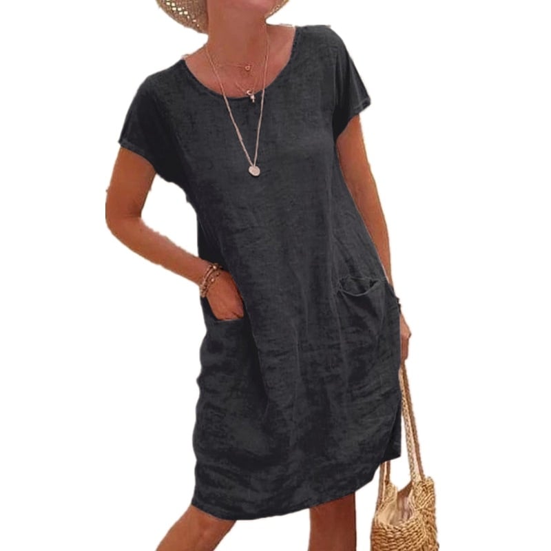 49% 🌹Solid color pocket cotton linen dress